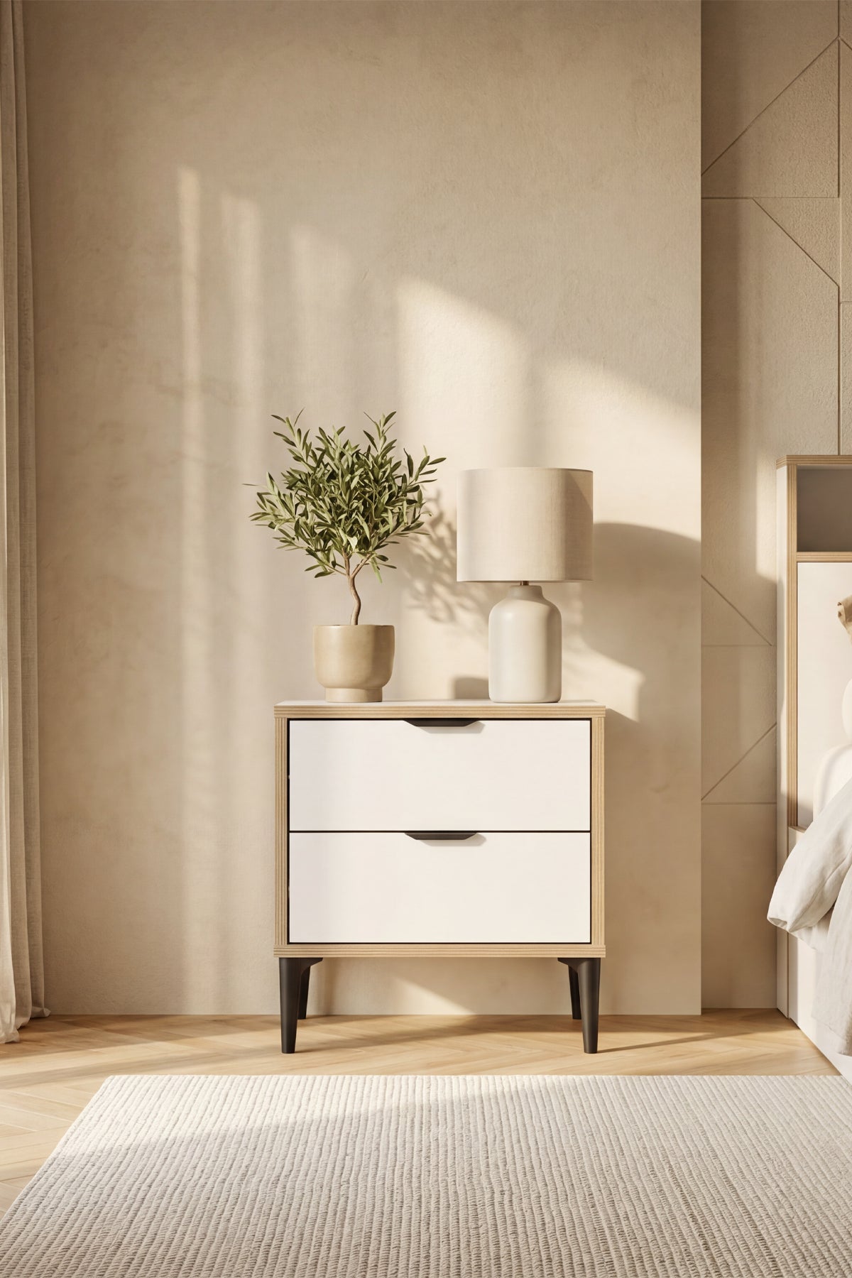 Arden 2 Çekmeceli Komodin G:45 Y:52 D:40 cm - Yatak Odası
