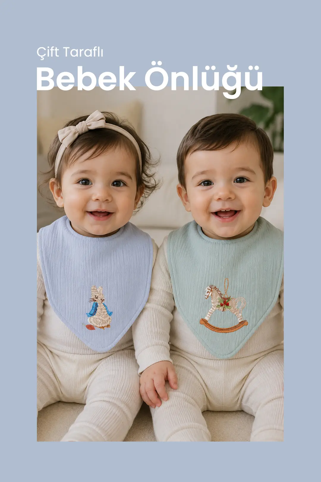 Çift Taraflı Bebek Önlüğü İkili Takım ( önlük mama önlüğü salya bezi) - Giyim / Bebek Giyim