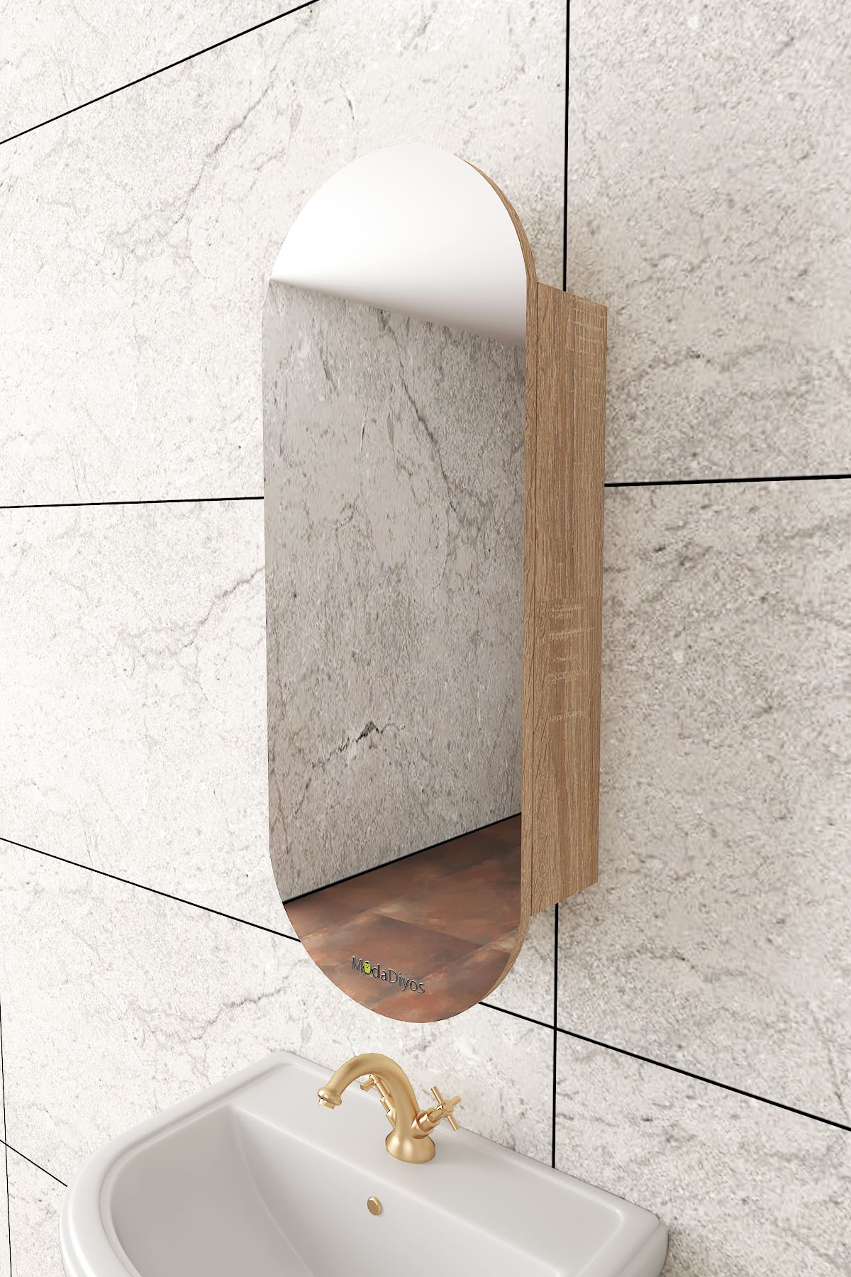 Elise Lavabo Üstü Banyo Dolabı ( MDF ) Ahşap