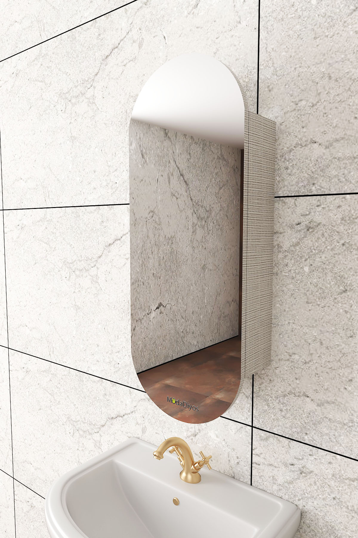 Elise Lavabo Üstü Banyo Dolabı ( MDF ) Koton Vizon