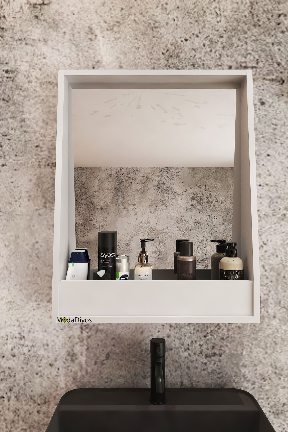 Lavabo Üstü Aynalı Organizer | Raflı Banyo Dolabı – Pratik Depolama