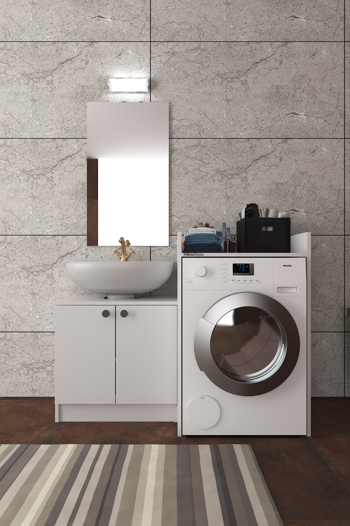 Modelisa Lavabo Altı Dolap, Banyo Çamaşır Makinesi Dolabı - Mdf