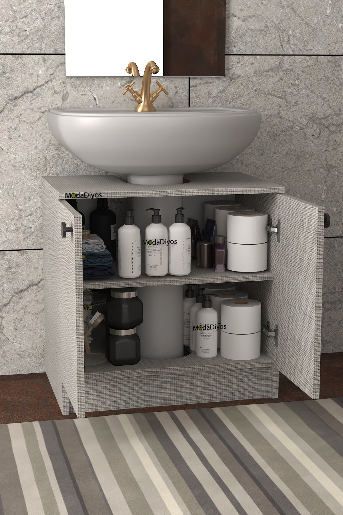 Modelisa Lavabo Altı Dolap, Banyo Dolabı Koton vizon